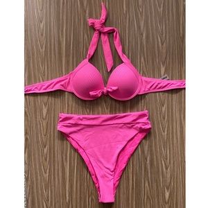Brand New SHEIN Pink Knot Front Push Up Bikini